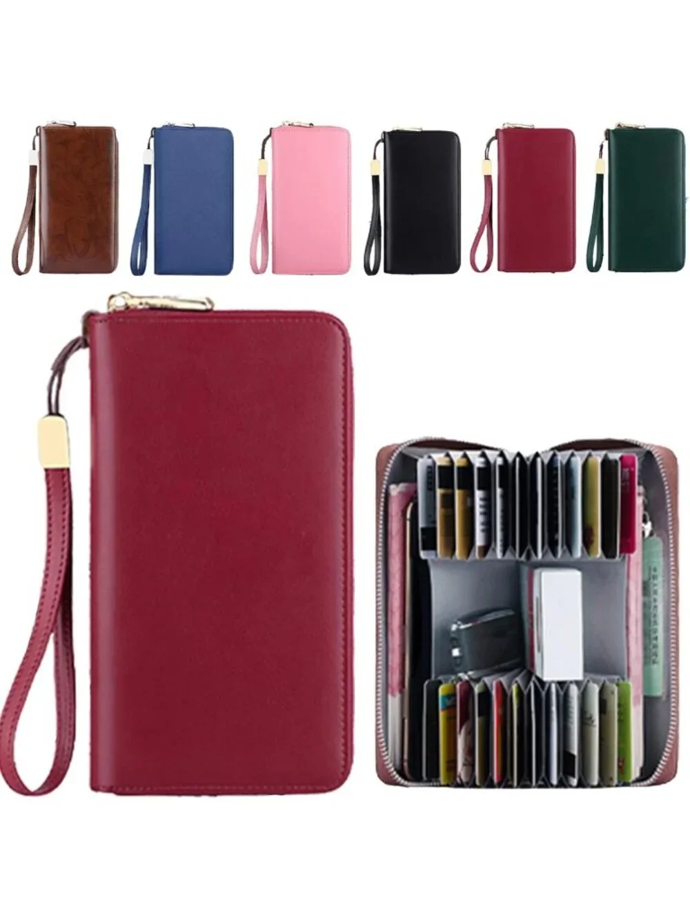 Unisex RFID Blocking Accordion Wallet - 24 Slot Large Capacity Zipper Organizer